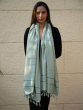 Load image into Gallery viewer, Light &amp; Warm Merino Wool Kinnauri Stole - Cool Mist 