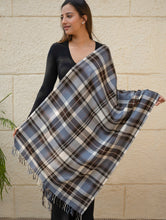 Load image into Gallery viewer, Light &amp; Warm Merino Wool Kinnauri Stole - Frozen Grid