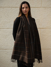 Load image into Gallery viewer, Light &amp; Warm Merino Wool Kinnauri Stole - Ink &amp; Ice