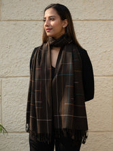 Load image into Gallery viewer, Light &amp; Warm Merino Wool Kinnauri Stole - Ink &amp; Ice