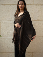 Load image into Gallery viewer, Light &amp; Warm Merino Wool Kinnauri Stole - Ink &amp; Ice