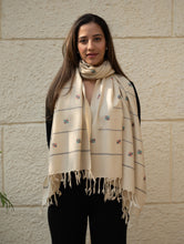 Load image into Gallery viewer, Light &amp; Warm Merino Wool Kinnauri Stole - Ivory Meadow