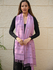 Light & Warm Merino Wool Kinnauri Stole - Meadow in Mauve
