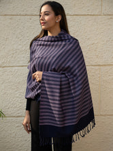 Load image into Gallery viewer, Light &amp; Warm Merino Wool Kinnauri Stole - Midnight Duet