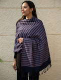 Light & Warm Merino Wool Kinnauri Stole - Midnight Duet