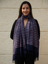 Load image into Gallery viewer, Light &amp; Warm Merino Wool Kinnauri Stole - Midnight Duet