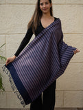 Light & Warm Merino Wool Kinnauri Stole - Midnight Duet