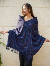 Load image into Gallery viewer, Light &amp; Warm Merino Wool Kinnauri Stole - Midnight Link