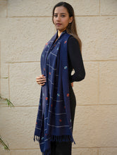 Load image into Gallery viewer, Light &amp; Warm Merino Wool Kinnauri Stole - Midnight Meadow 