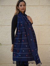 Load image into Gallery viewer, Light &amp; Warm Merino Wool Kinnauri Stole - Midnight Meadow 