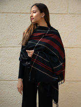 Load image into Gallery viewer, Light &amp; Warm Merino Wool Kinnauri Stole - Molten Night