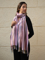 Light & Warm Merino Wool Kinnauri Stole - Orchid Hues