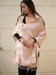 Light & Warm Merino Wool Kinnauri Stole - Rosé Dust