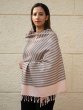 Load image into Gallery viewer, Light &amp; Warm Merino Wool Kinnauri Stole - Rosé &amp; Noir