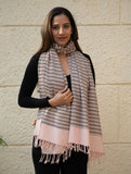 Light & Warm Merino Wool Kinnauri Stole - Rosé & Noir