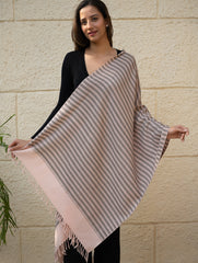 Light & Warm Merino Wool Kinnauri Stole - Rosé & Noir
