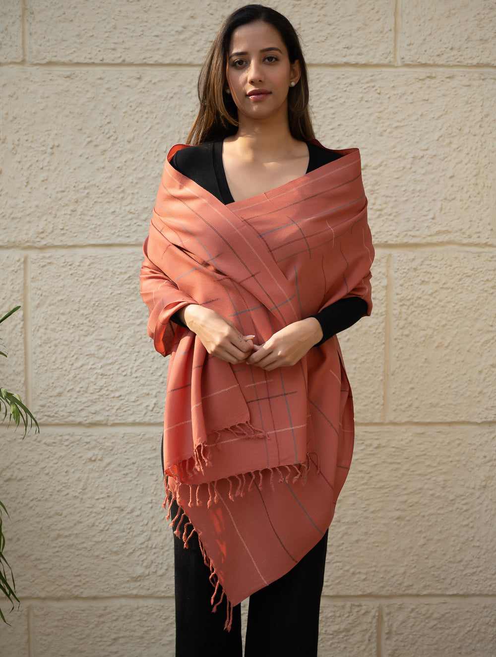 Load image into Gallery viewer, Light &amp; Warm Merino Wool Kinnauri Stole - Rosewood Link