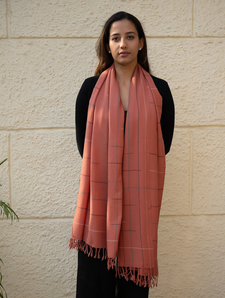 Light & Warm Merino Wool Kinnauri Stole - Rosewood Link