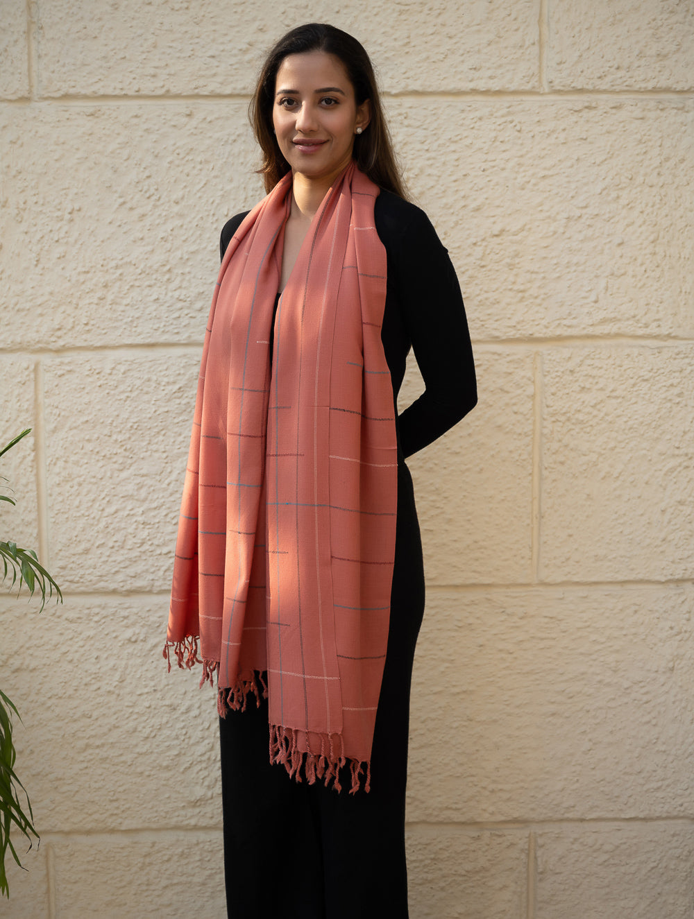 Load image into Gallery viewer, Light &amp; Warm Merino Wool Kinnauri Stole - Rosewood Link