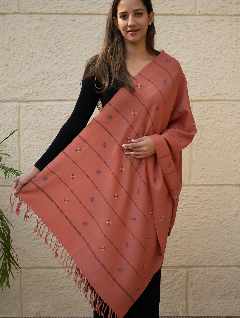 Load image into Gallery viewer, Light &amp; Warm Merino Wool Kinnauri Stole - Rosewood Meadow