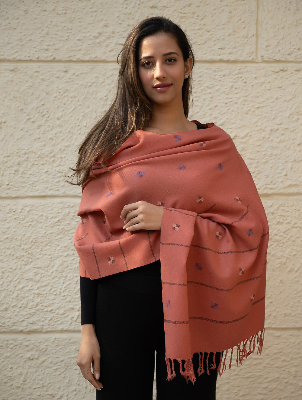 Light & Warm Merino Wool Kinnauri Stole - Rosewood Meadow