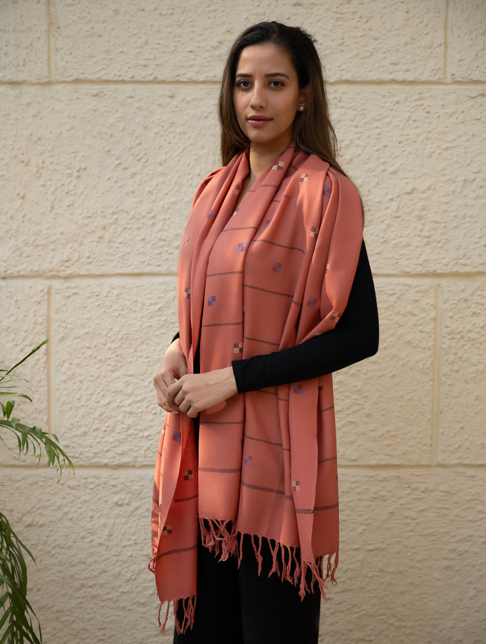 Load image into Gallery viewer, Light &amp; Warm Merino Wool Kinnauri Stole - Rosewood Meadow