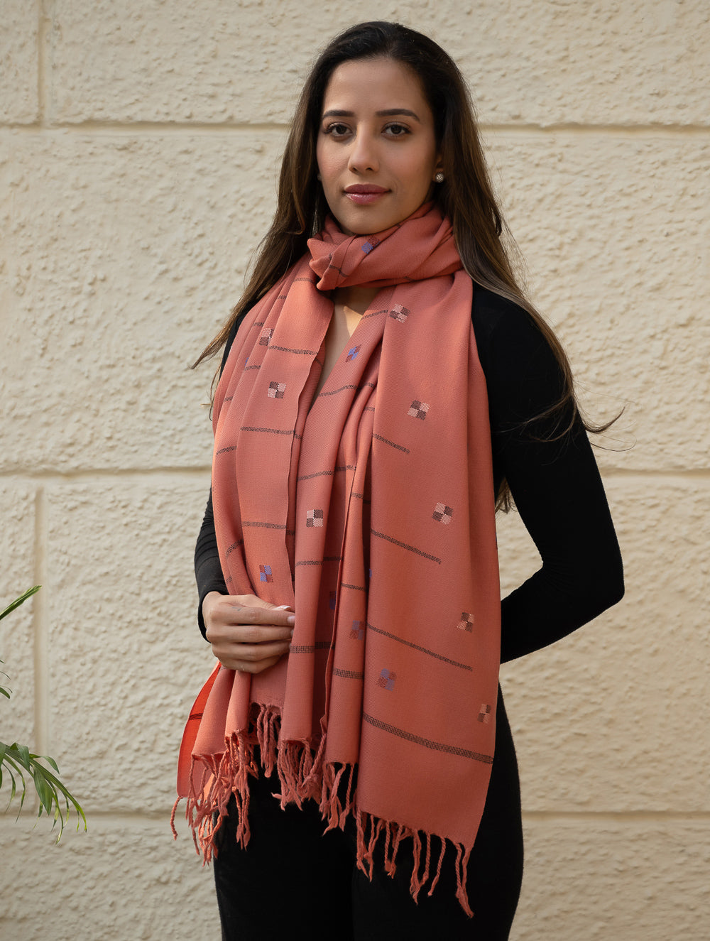 Load image into Gallery viewer, Light &amp; Warm Merino Wool Kinnauri Stole - Rosewood Meadow