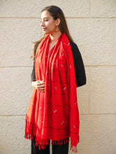 Load image into Gallery viewer, Light &amp; Warm Merino Wool Kinnauri Stole - Tangerine Meadow