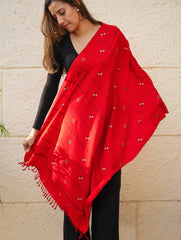 Light & Warm Merino Wool Kinnauri Stole - Tangerine Meadow