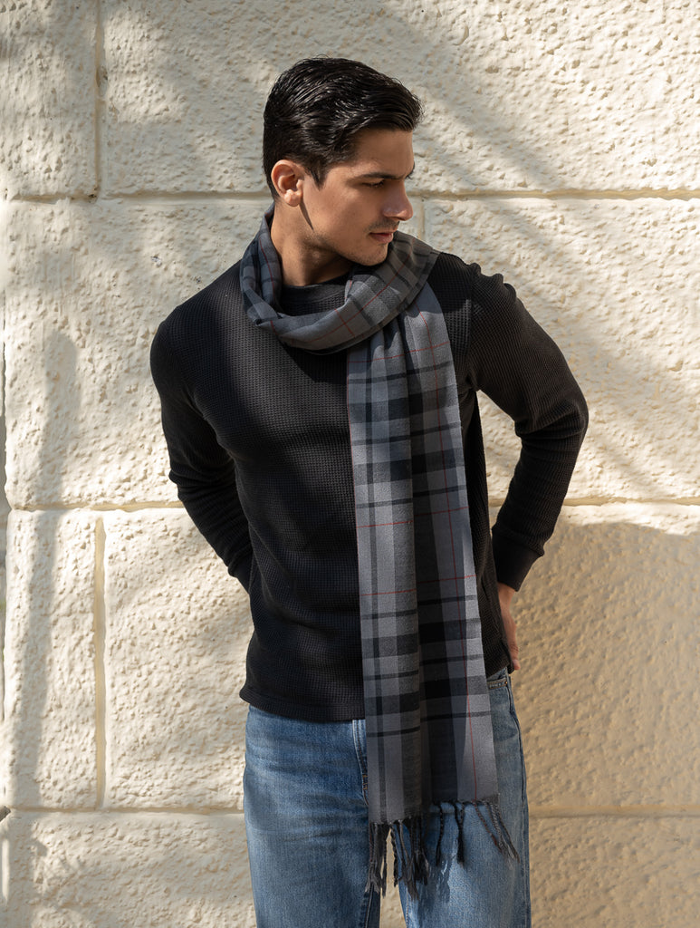 Light & Warm Merino Wool Muffler - Ashstone