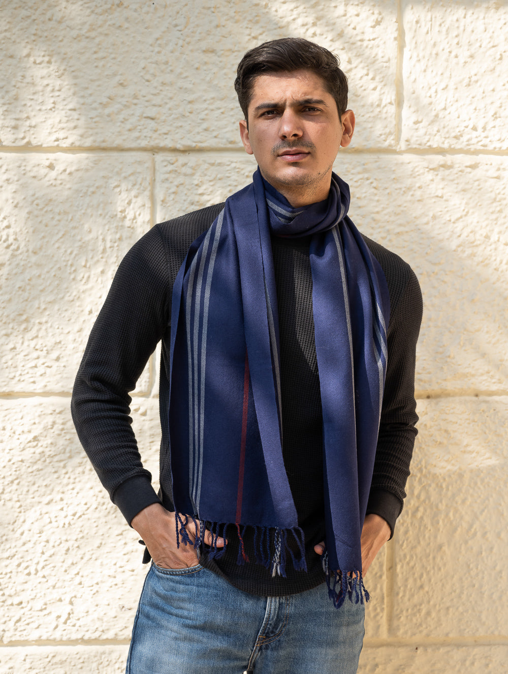 Load image into Gallery viewer, Light &amp; Warm Merino Wool Muffler - Night Shore