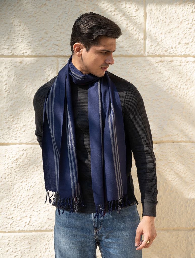 Light & Warm Merino Wool Muffler - Night Shore