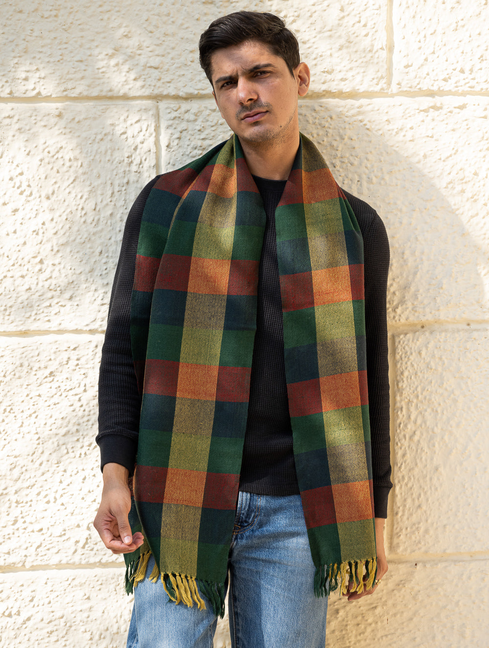 Load image into Gallery viewer, Light &amp; Warm Merino Wool Stole - Autumn Tones