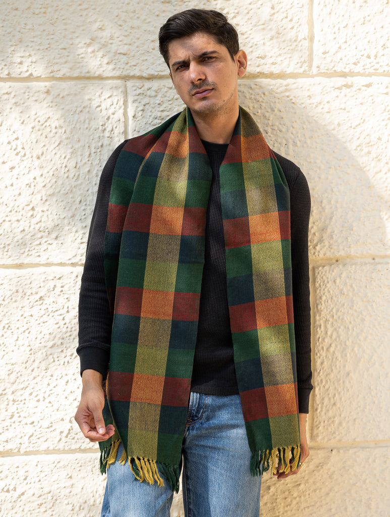 Light & Warm Merino Wool Stole - Autumn Tones