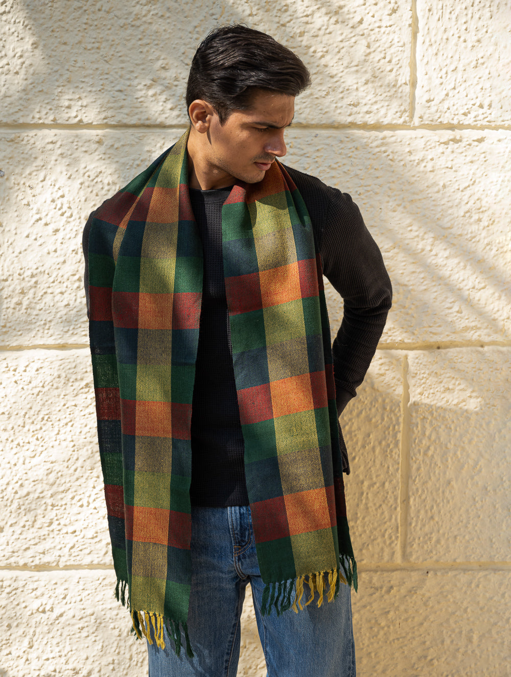 Light & Warm Merino Wool Stole - Autumn Tones
