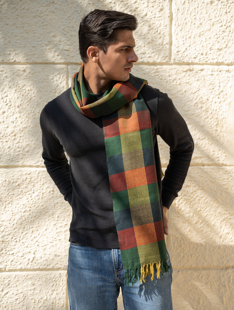 Light & Warm Merino Wool Stole - Autumn Tones