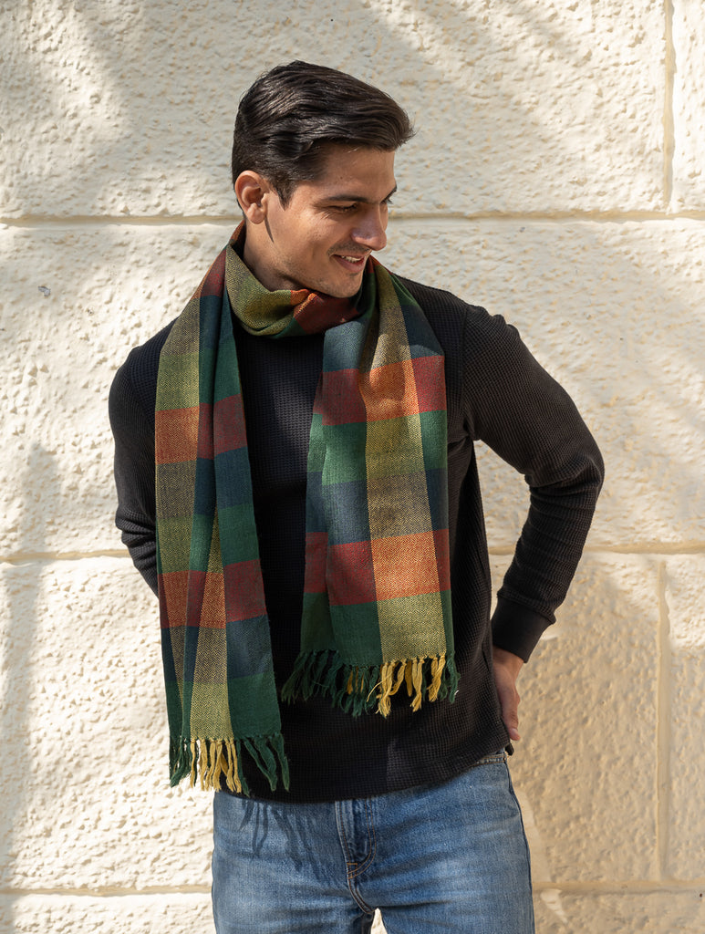 Light & Warm Merino Wool Stole - Autumn Tones