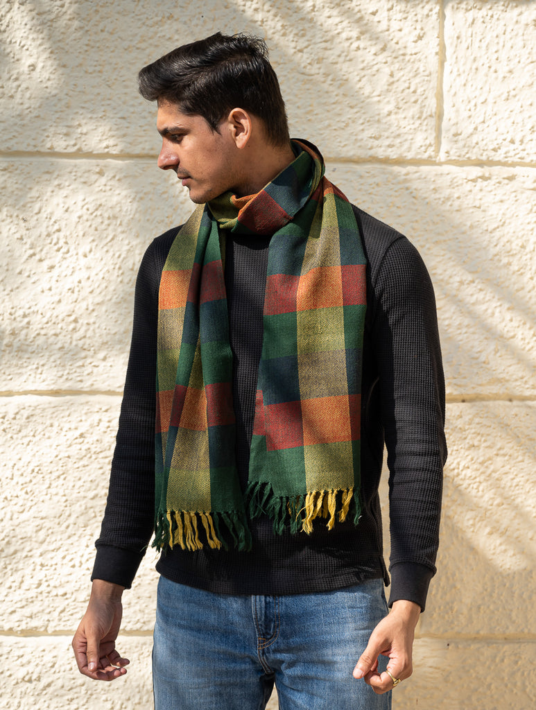 Light & Warm Merino Wool Stole - Autumn Tones