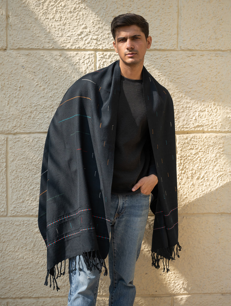 Light & Warm Merino Wool Stole - Night Rain