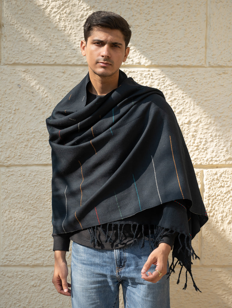 Light & Warm Merino Wool Stole - Night Rain