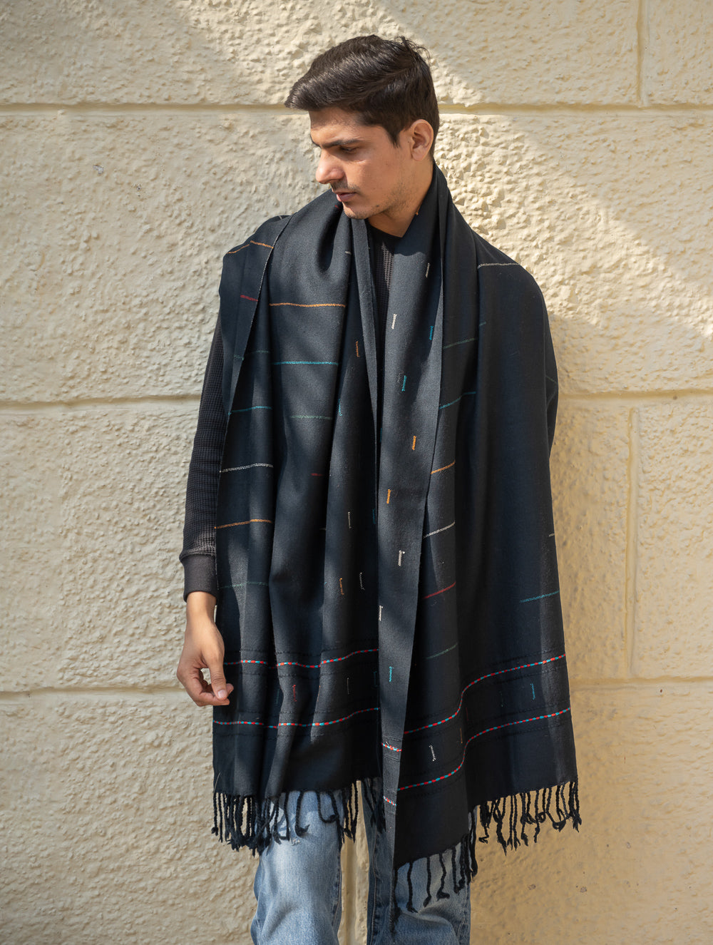 Load image into Gallery viewer, Light &amp; Warm Merino Wool Stole - Night Rain