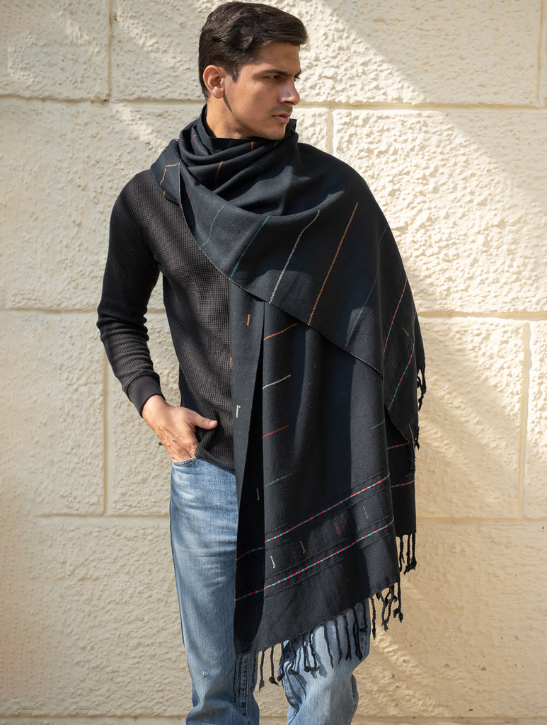 Light & Warm Merino Wool Stole - Night Rain