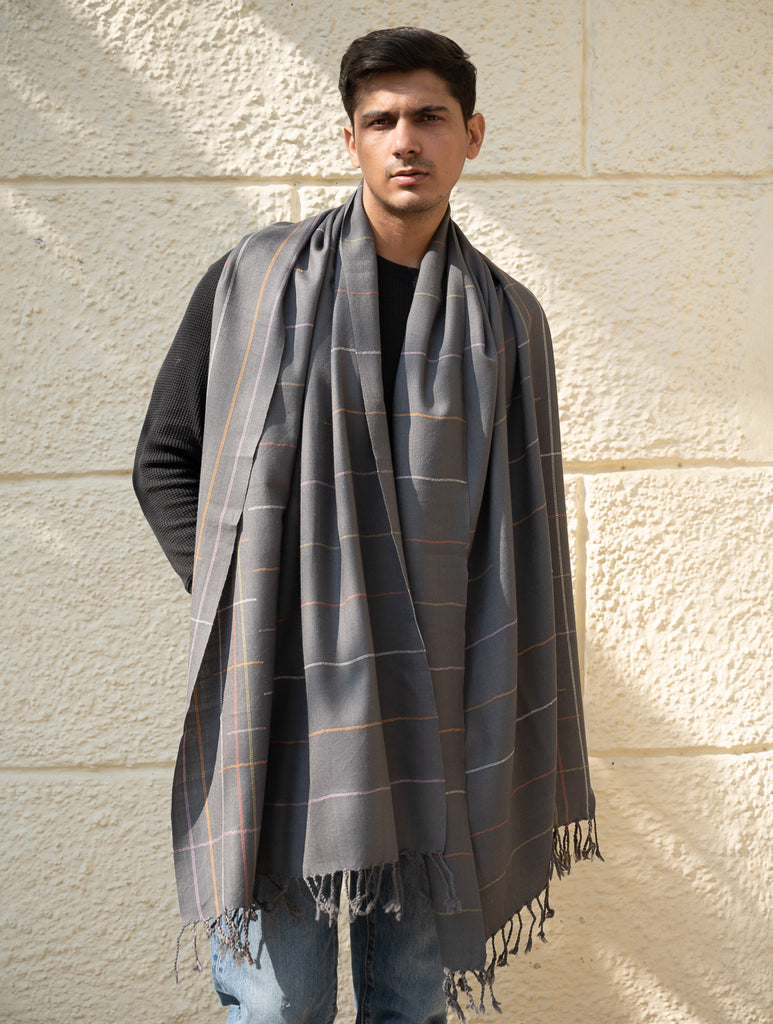 Light & Warm Merino Wool Stole - Slate Link