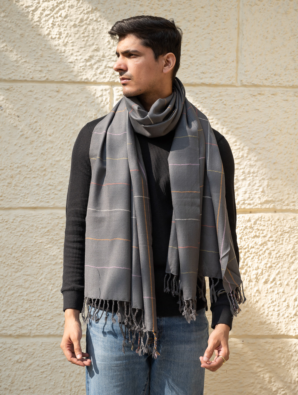 Load image into Gallery viewer, Light &amp; Warm Merino Wool Stole - Slate Link