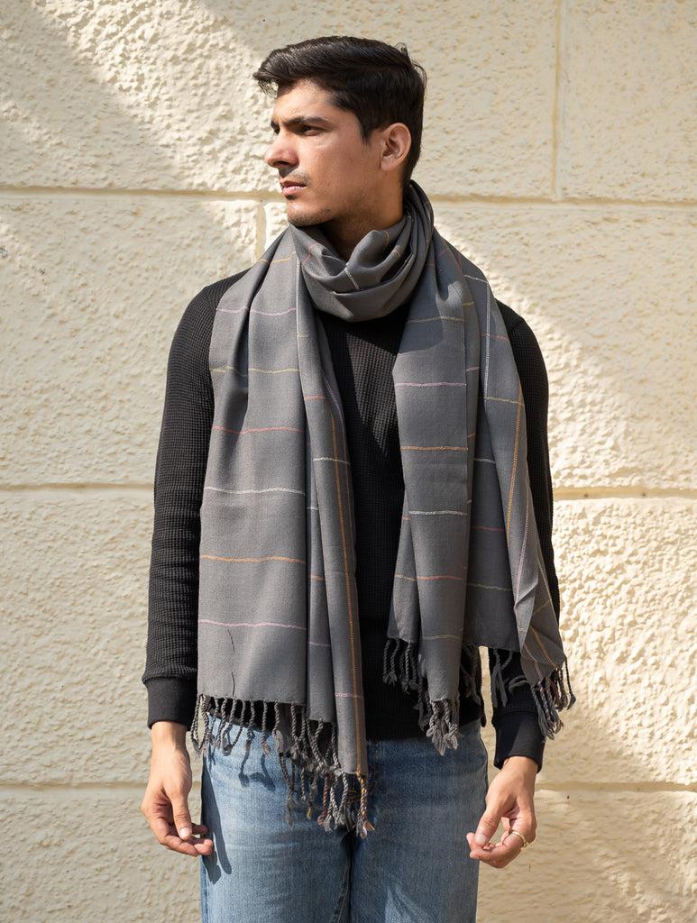 Light & Warm Merino Wool Stole - Slate Link