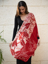 Load image into Gallery viewer, Light &amp; Elegant Silk Batik Stole - Deep Red &amp; Beige