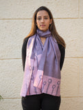 Light & Elegant Silk Batik Stole - Lavender Stems