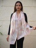 Light & Elegant Silk Batik Stole - Pink Flora