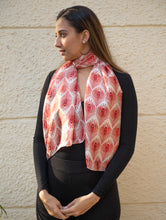 Load image into Gallery viewer, Light &amp; Elegant Silk Batik Stole - Red Feathers