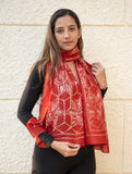 Light & Elegant Silk Batik Stole - Red Honeycomb